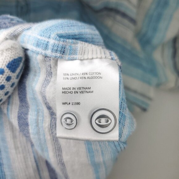 Weatherproof Button Shirt Mens XL Blue Washable Linen Blend Pocket Striped - Picture 5 of 9